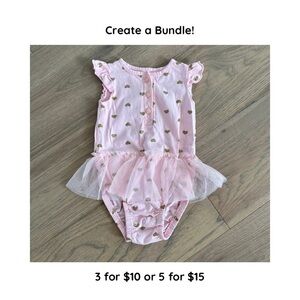 Child of Mine Girls Pink and Gold Glitter Heart Tutu Flutter Sleeve Bodysuit 12M